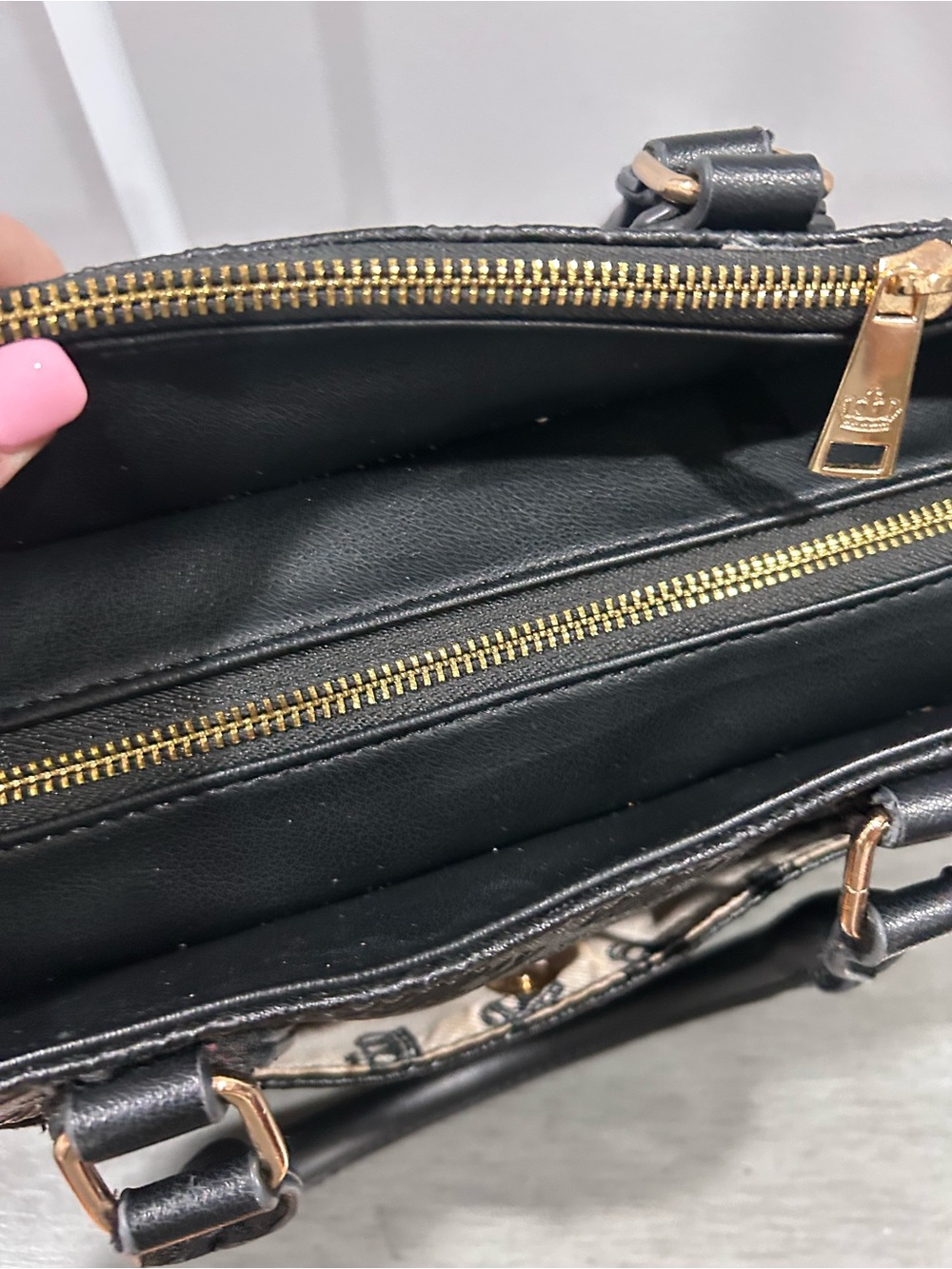 Juicy Couture Black Embossed Logo Tote with Gold Hardware - Picture 6 of 12